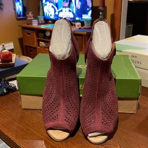 Earth Leather Zip Back Open Toe Bootie